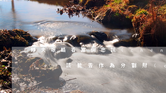 睜大眼睛看！案例：忠誠(chéng)協(xié)議能否作為分割財(cái)產(chǎn)的依據(jù)？